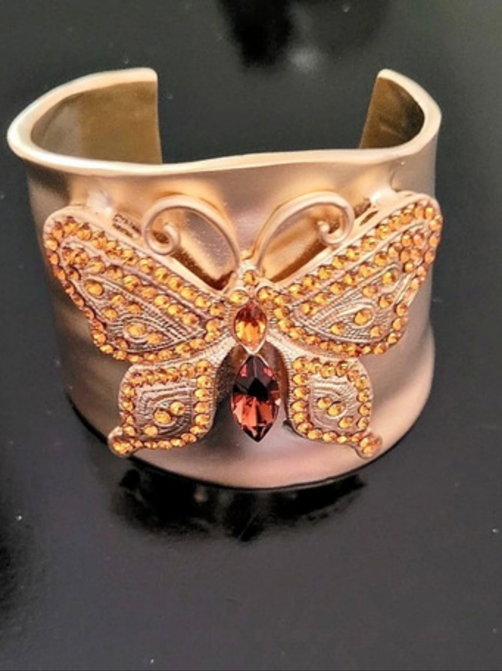 Butterfly Cuff Bracelet in Matte Gold & Brown